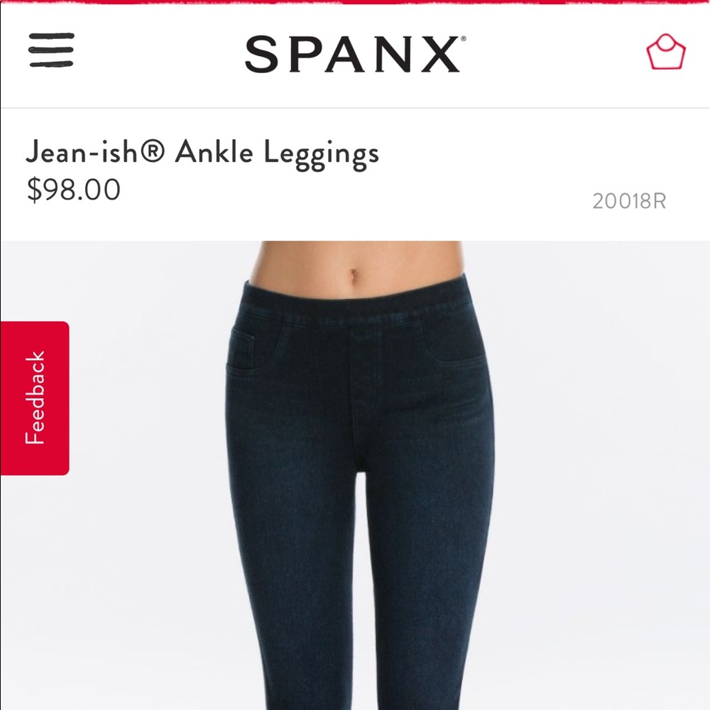 NWOT! Spanx Jean-ish leggings in dark blue. Large